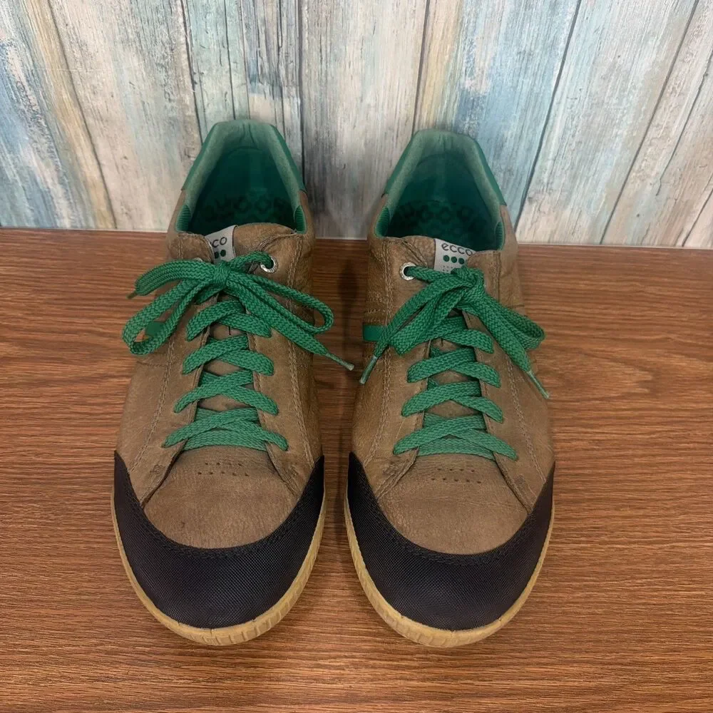 ECCO Mens 46 US 12 12.5 Brown Green Leather Lace Up Casual Sneakers Shoes